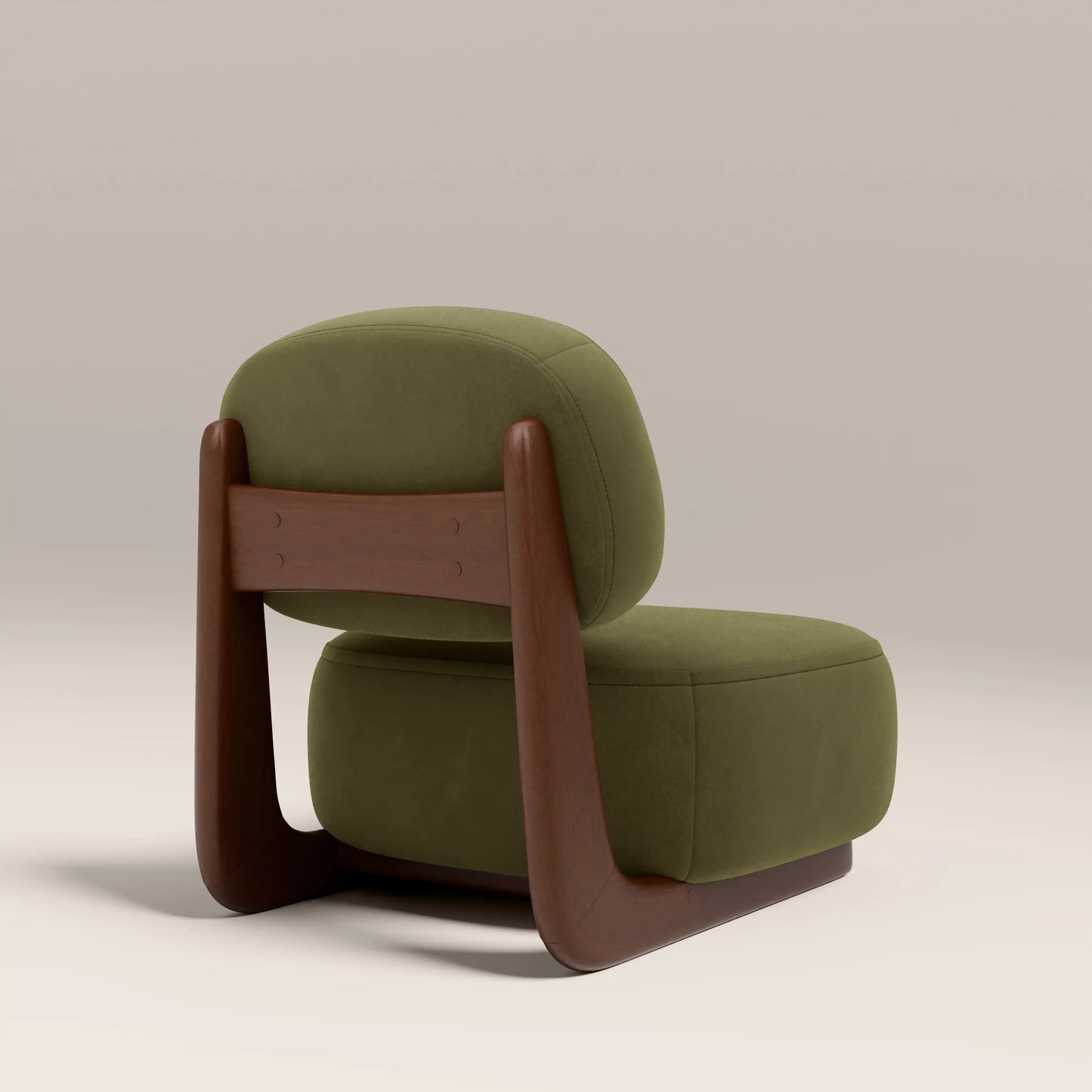 Naila Accent Chair in green fabric, back view