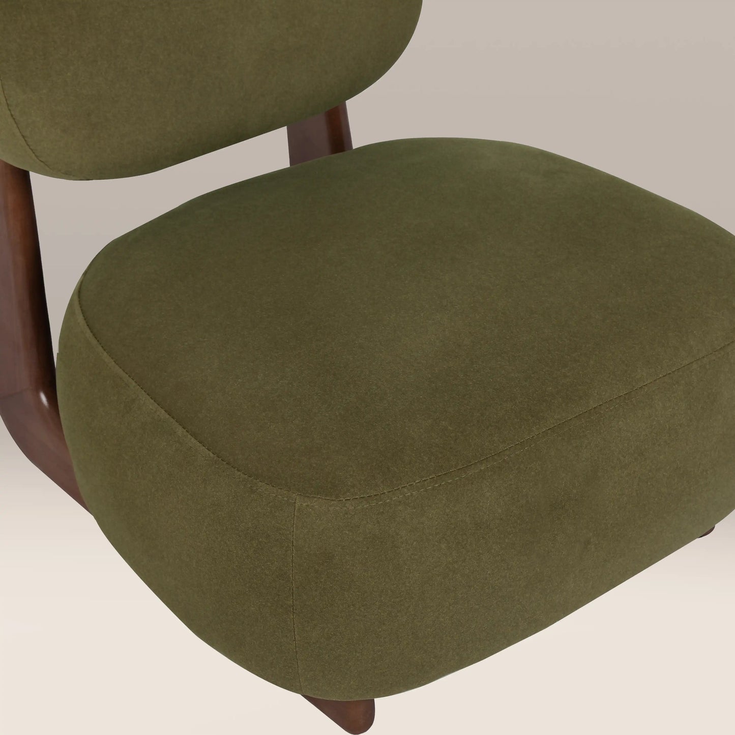 Naila Accent Chair in green fabric, close-up view