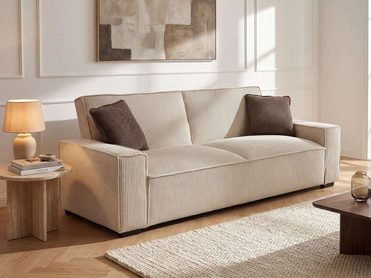 Noor 3 Seater Sofa Bed – Beige