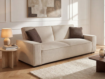 Noor Beige 3 Seater Velvet Sofa Bed