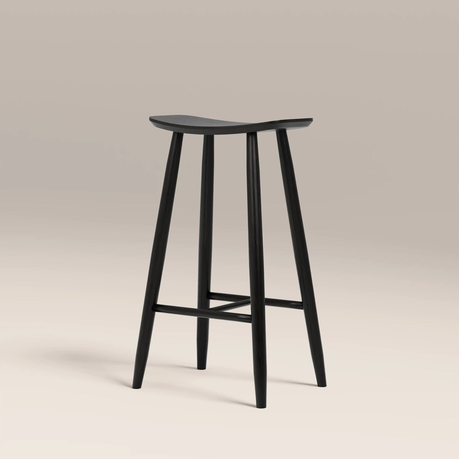 Nora Bar Stool – Black, Solid Wood