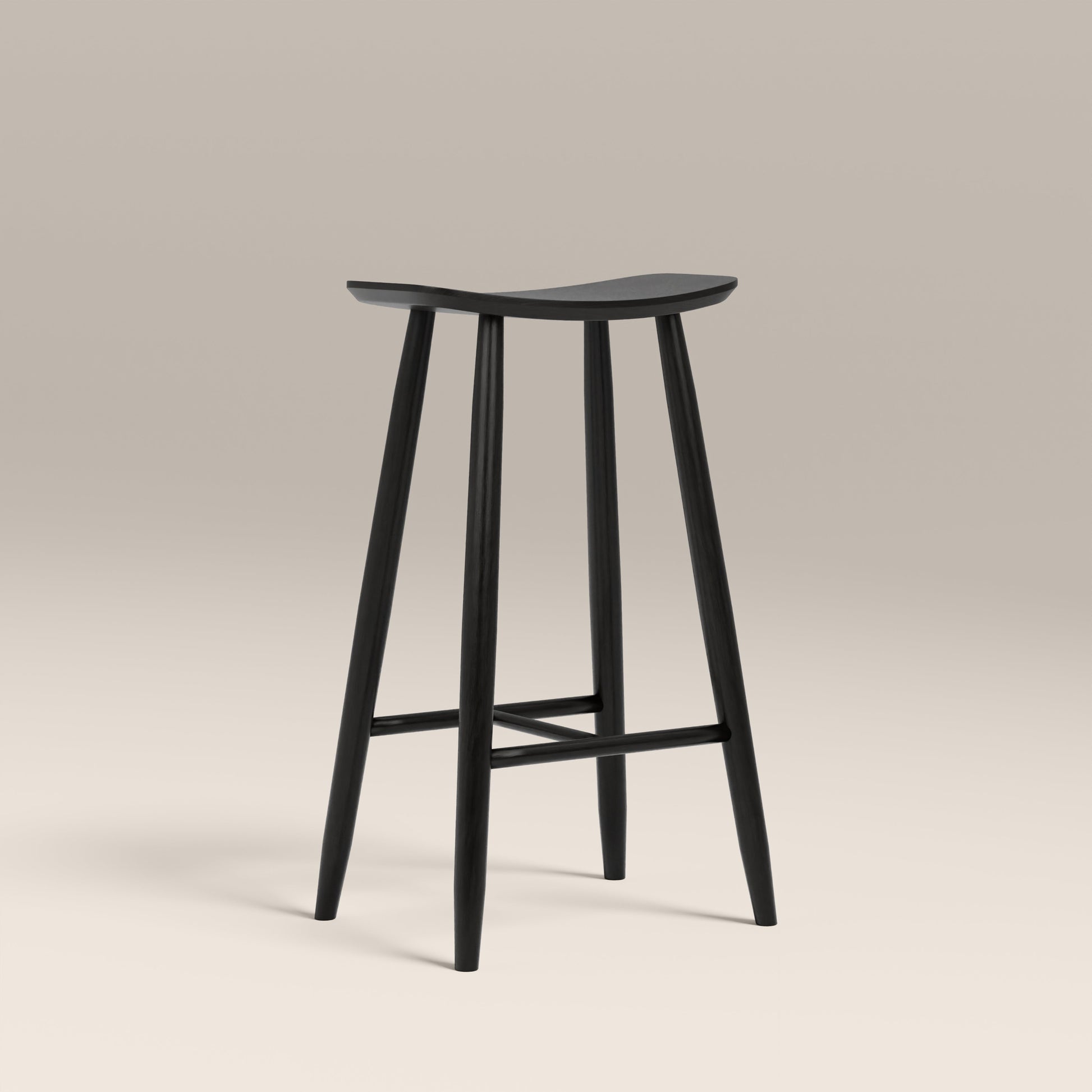 Nora Bar Stool – Black, Solid Wood