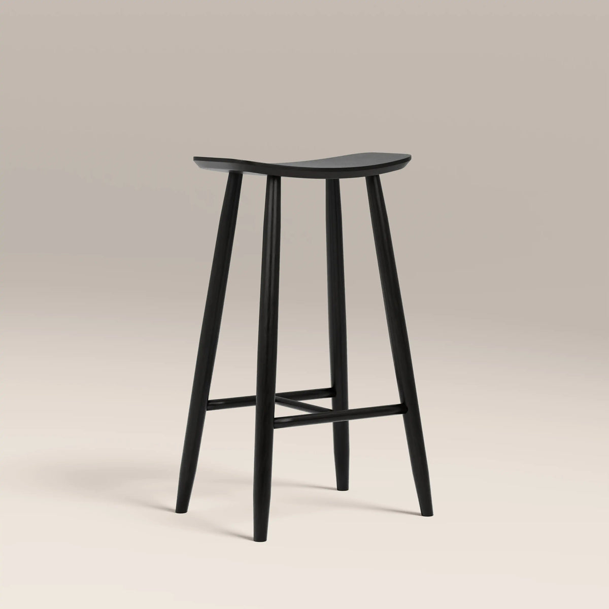 Nora Bar Stool – Black, Solid Wood