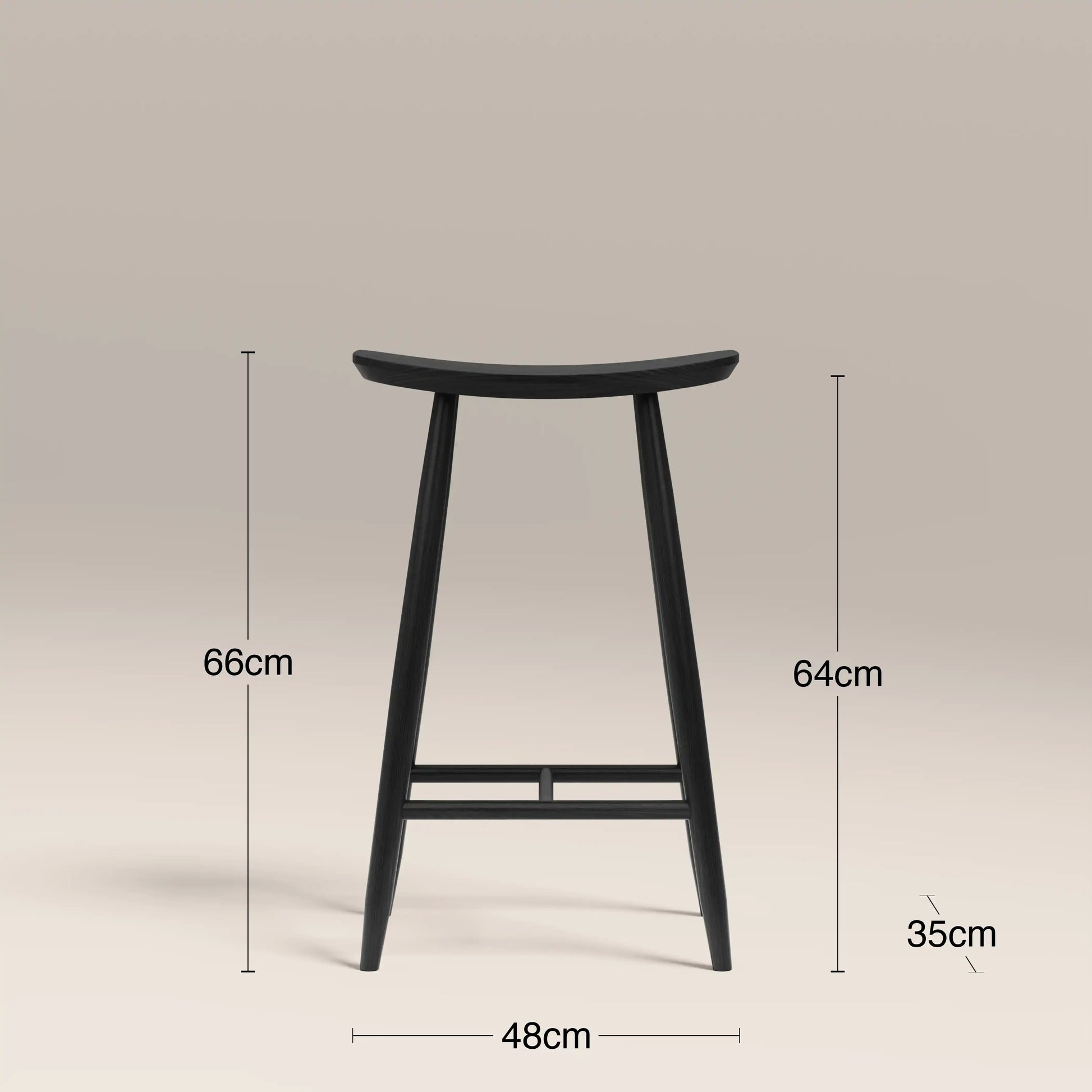Nora Kitchen Stool – Black, Solid Wood
