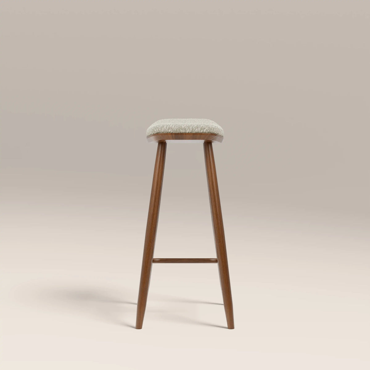 Nora Bar Stool in cream fabric, angled view