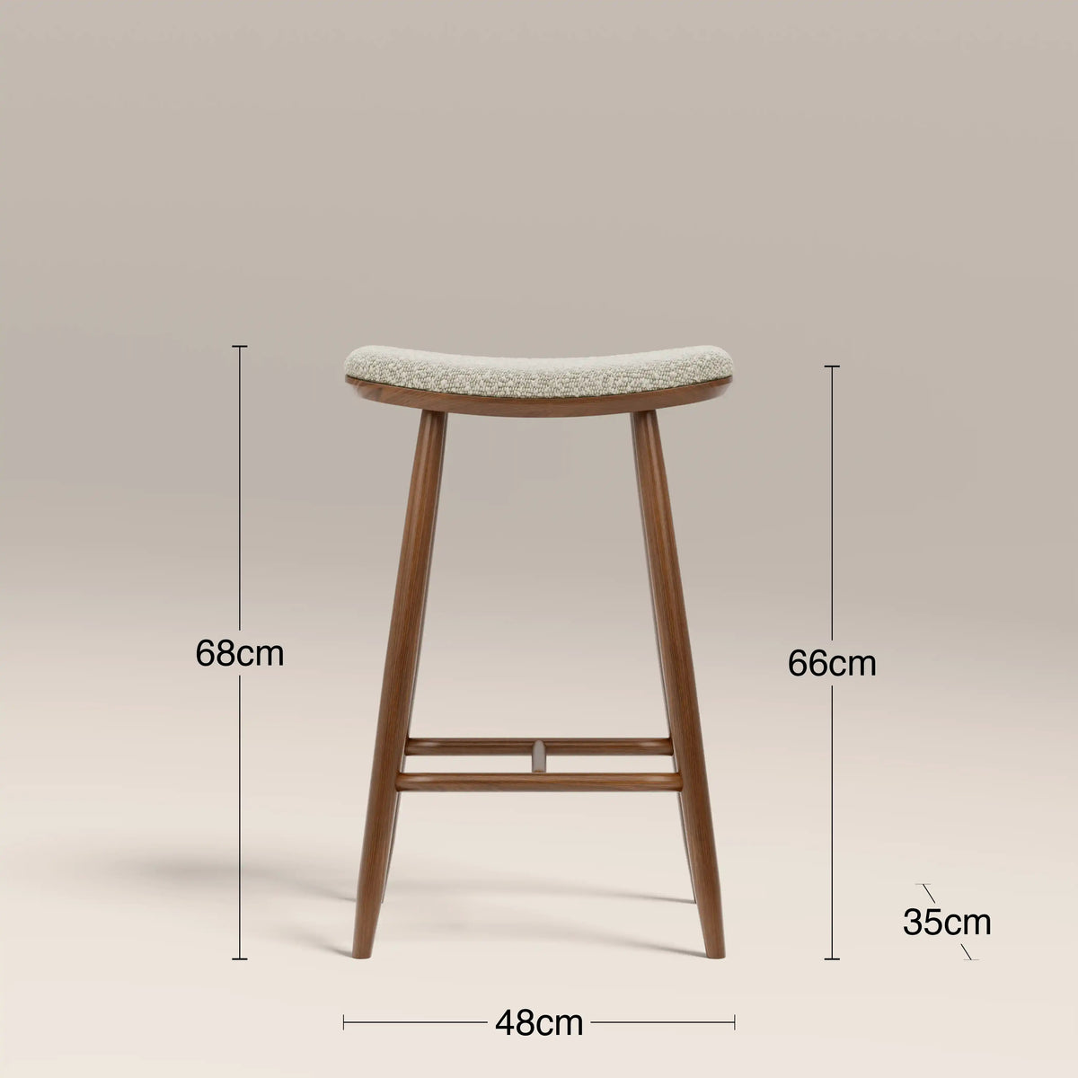 Nora Bar Stool in cream fabric, close-up view