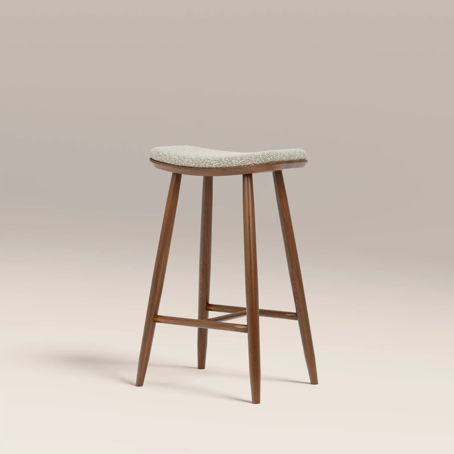 Nora Bar Stool in cream fabric, detail view
