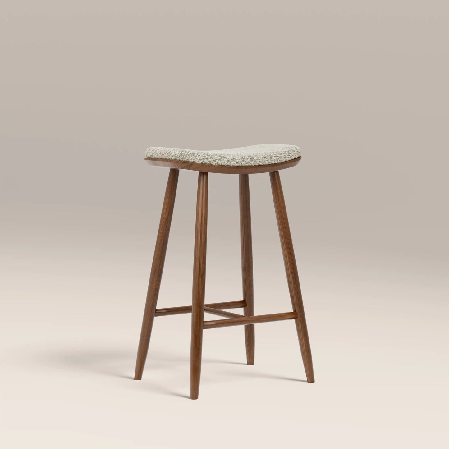 Nora Bar Stool in cream fabric, front view