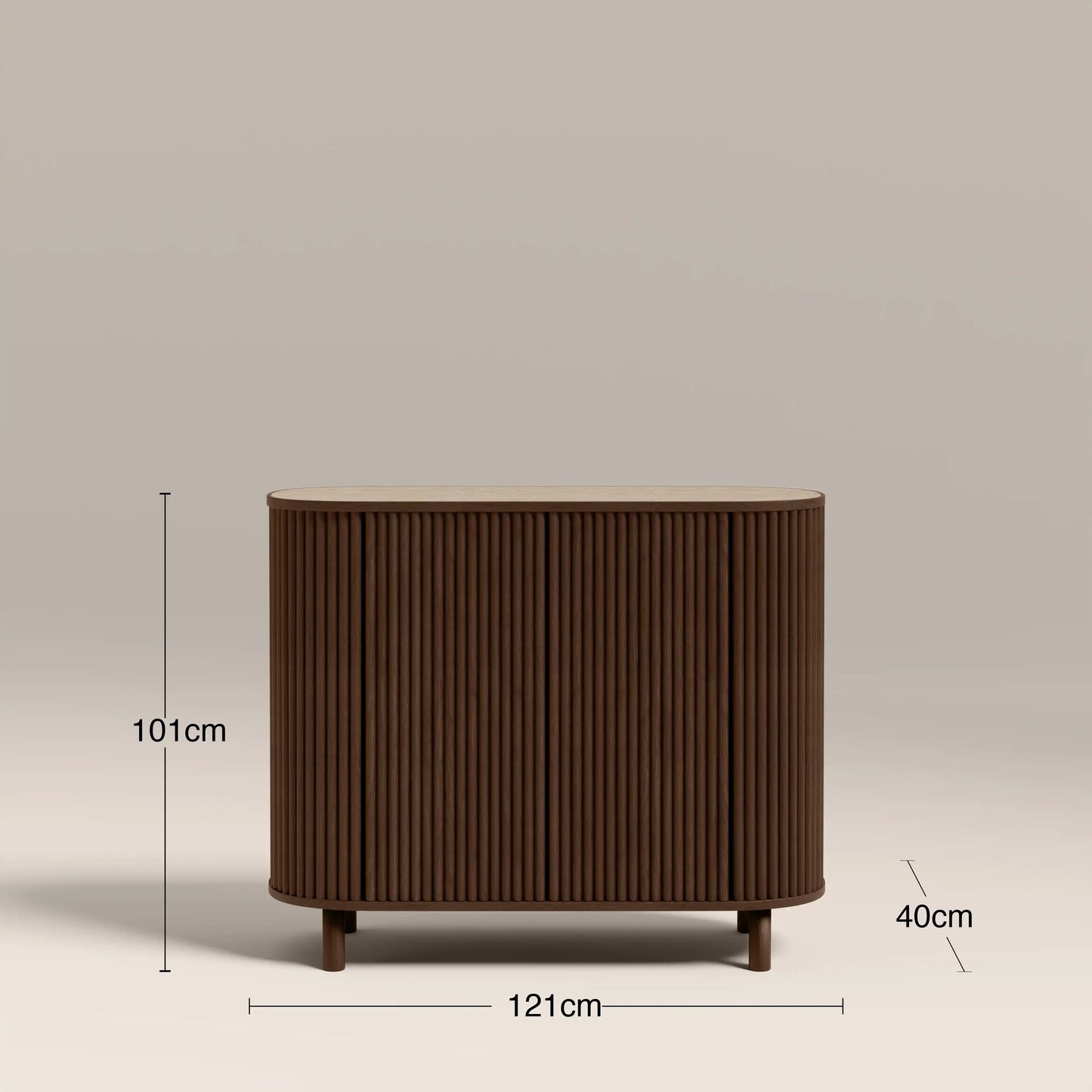 Walnut sideboard styled in a dining room