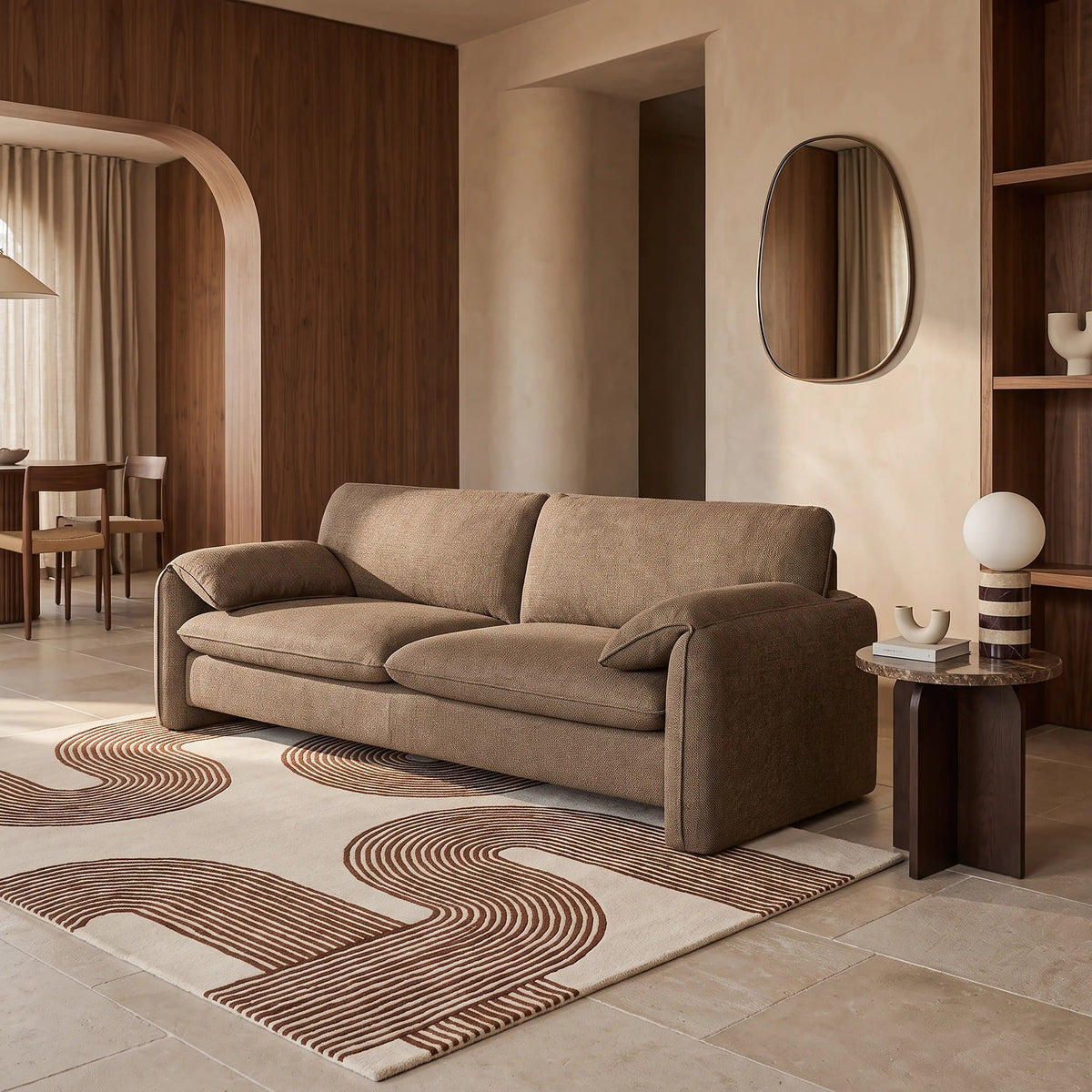 Nyla 3 seater sofa in brown fabric