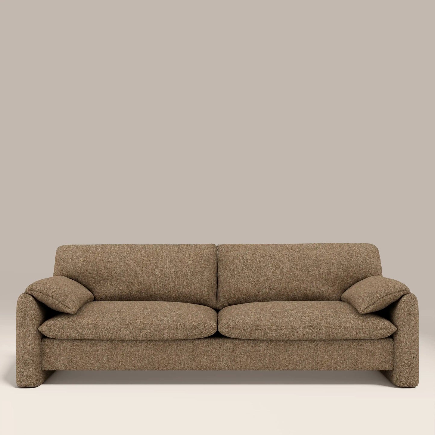 Nyla brown 3 seater sofa, front view