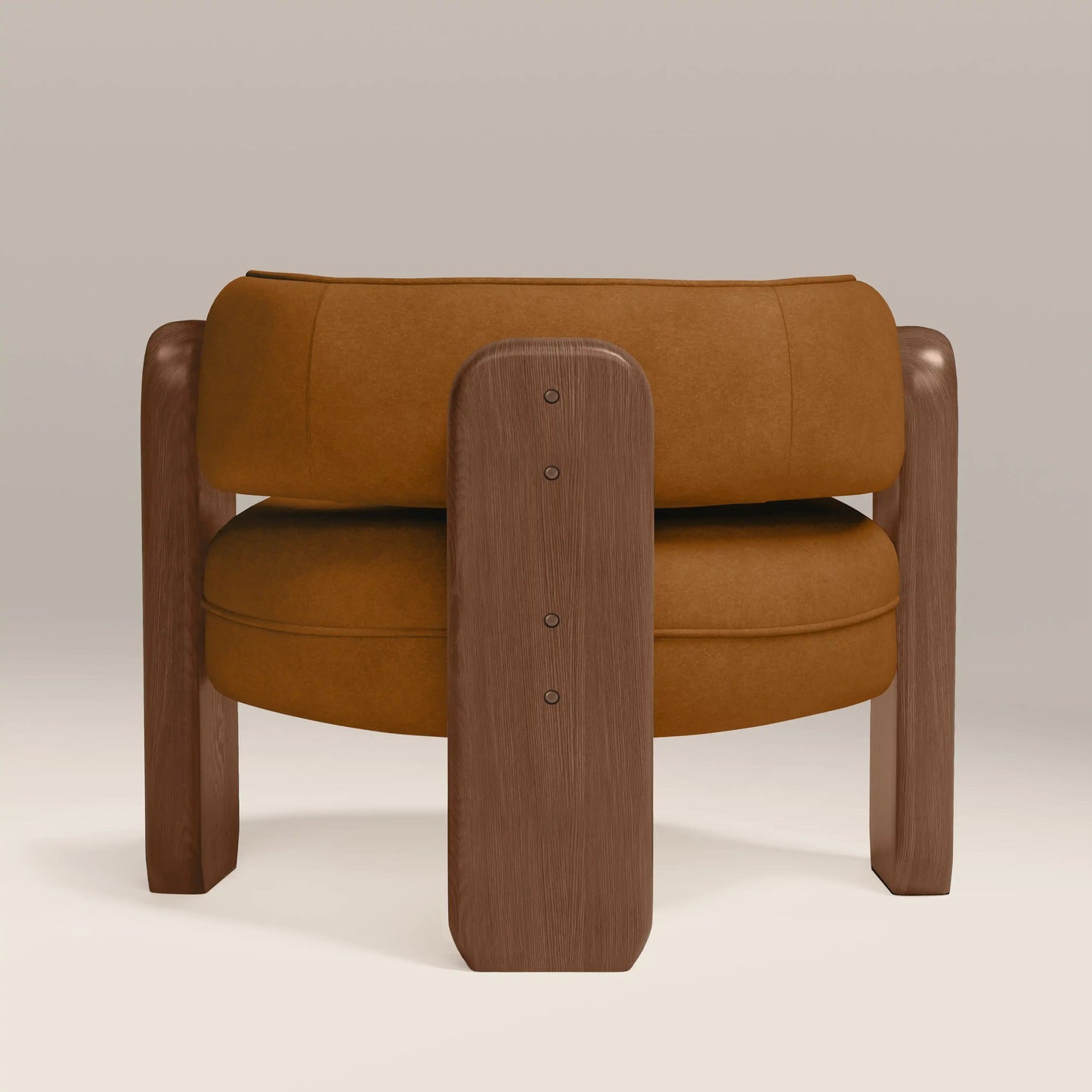 Reya Armchair in brown fabric, detail view