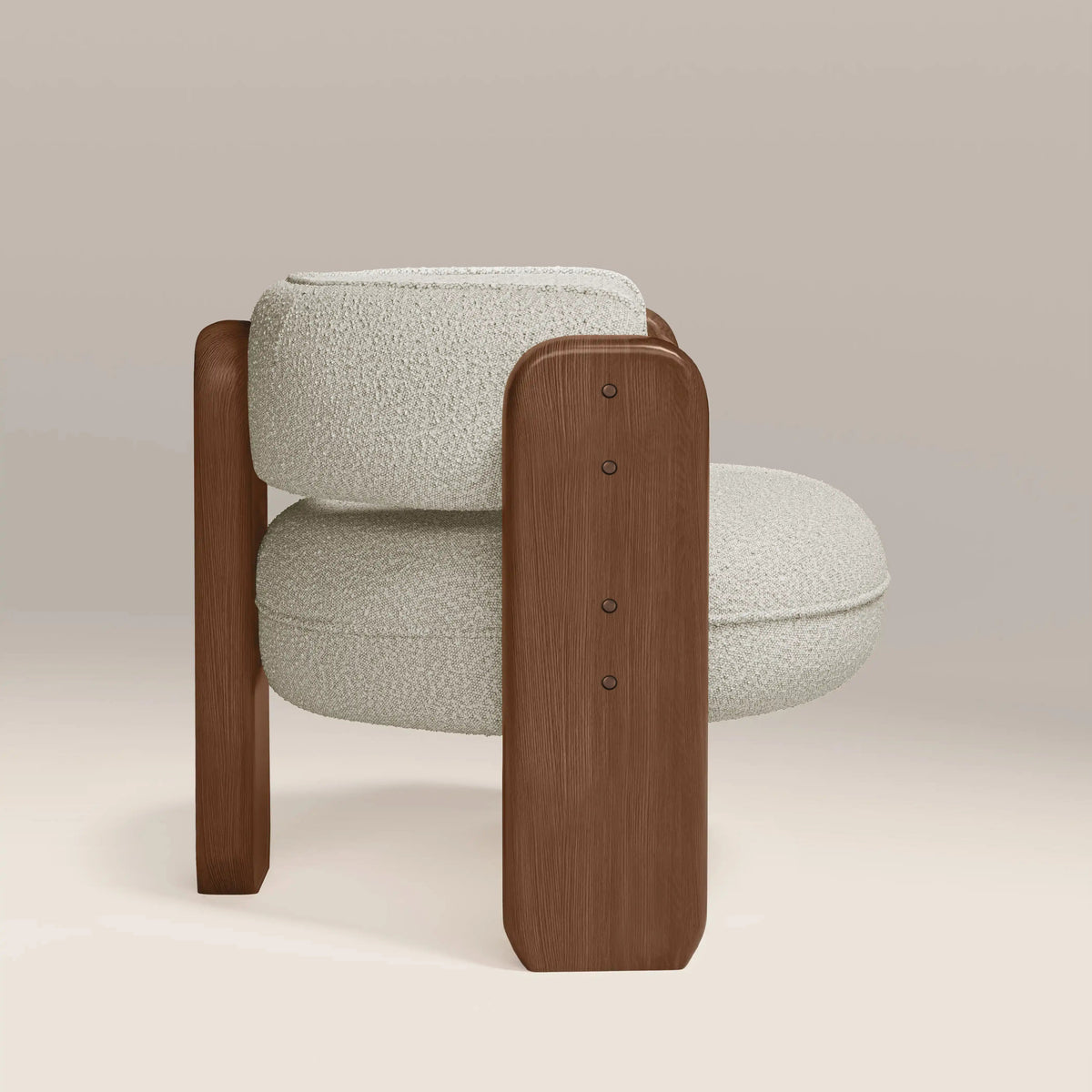 Reya Armchair in cream fabric, back view