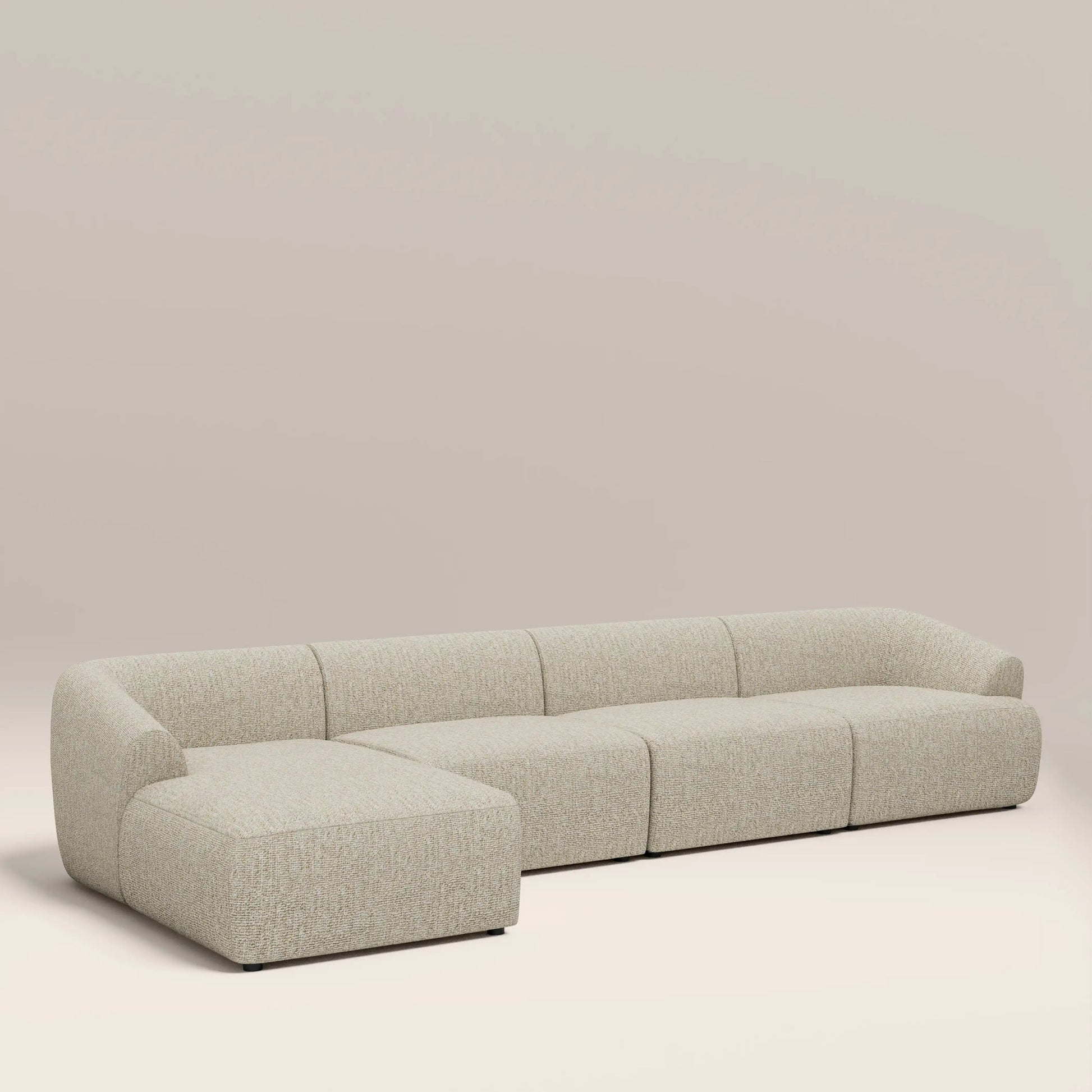 Rina L-Shape Chaise Sofa – Cream, 4 Seater
