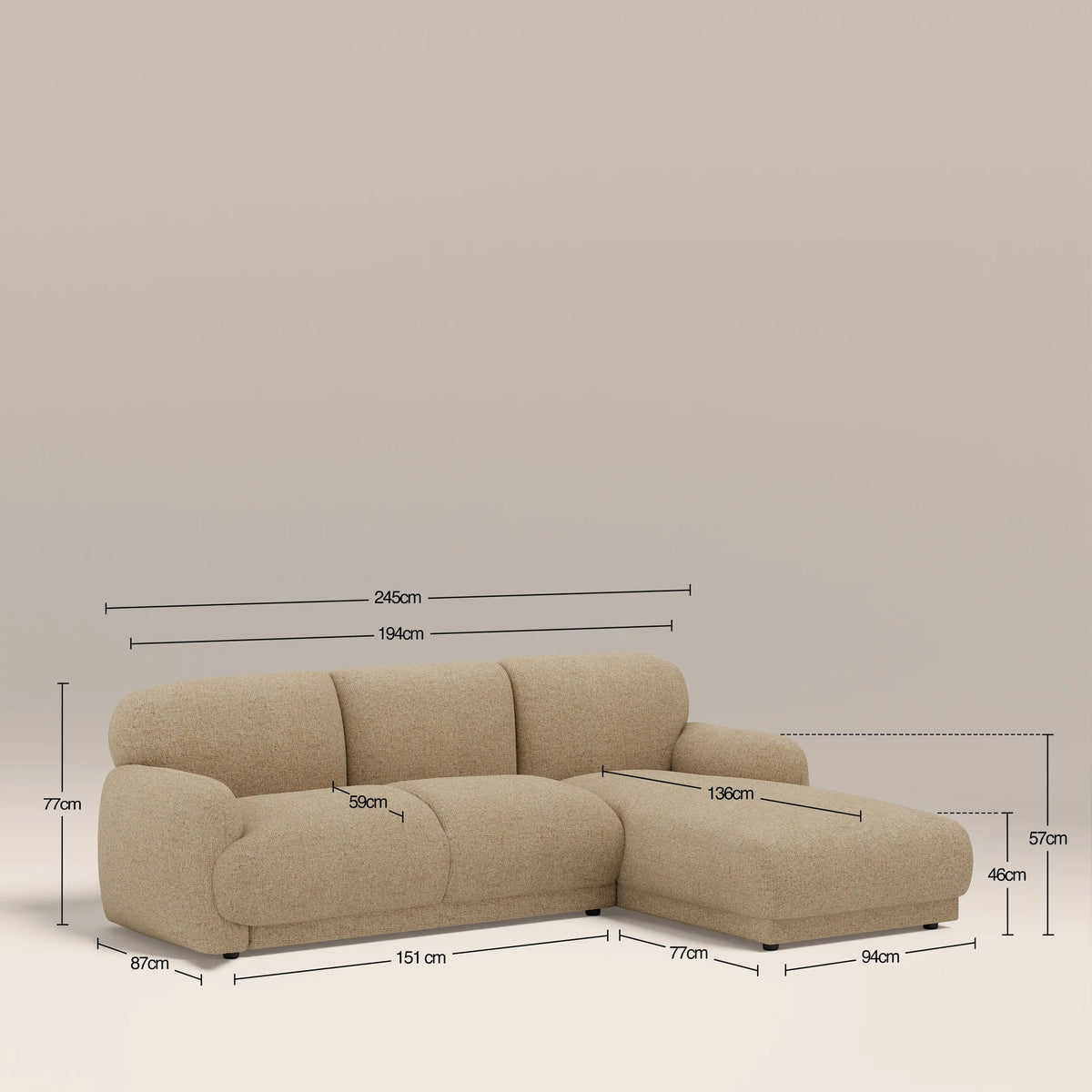 Sana L-shape chaise sofa in a styled living room