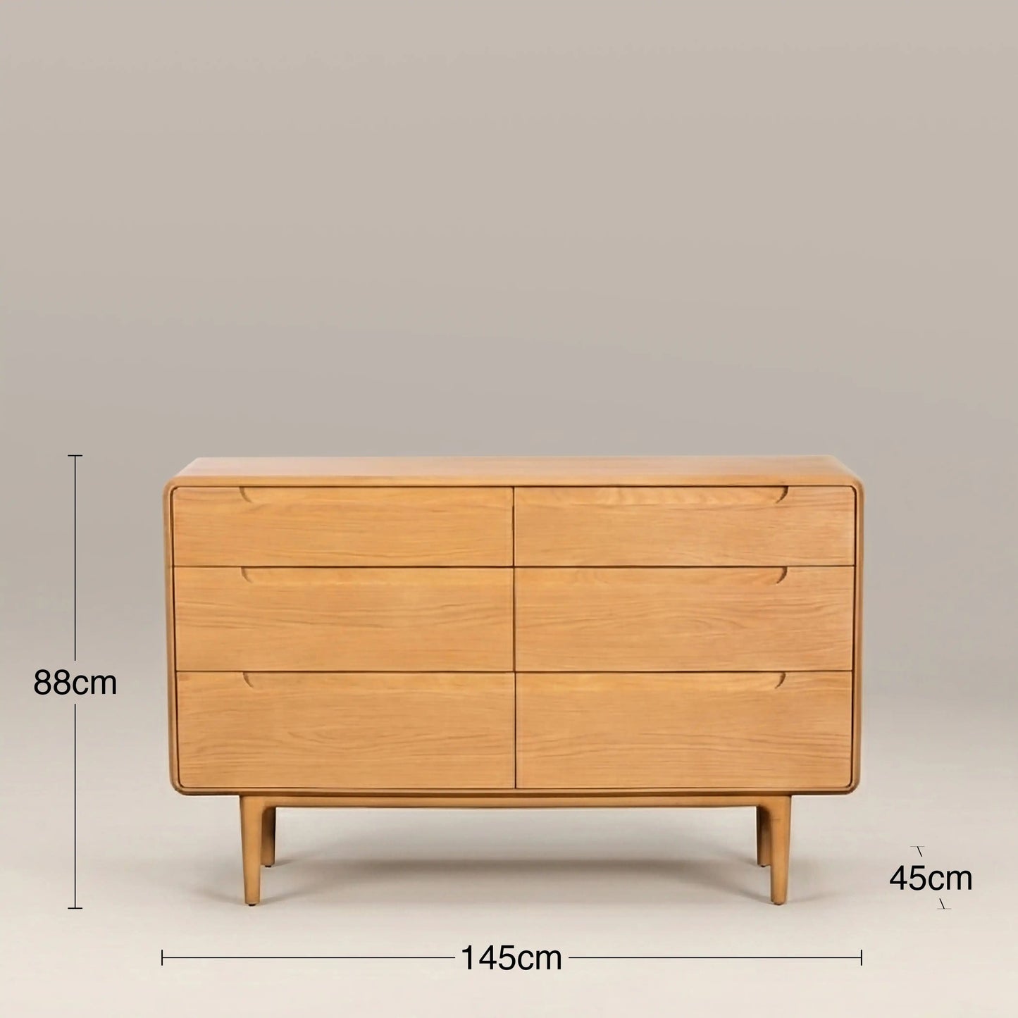 Sara Chest of Drawers in natural oak, back view