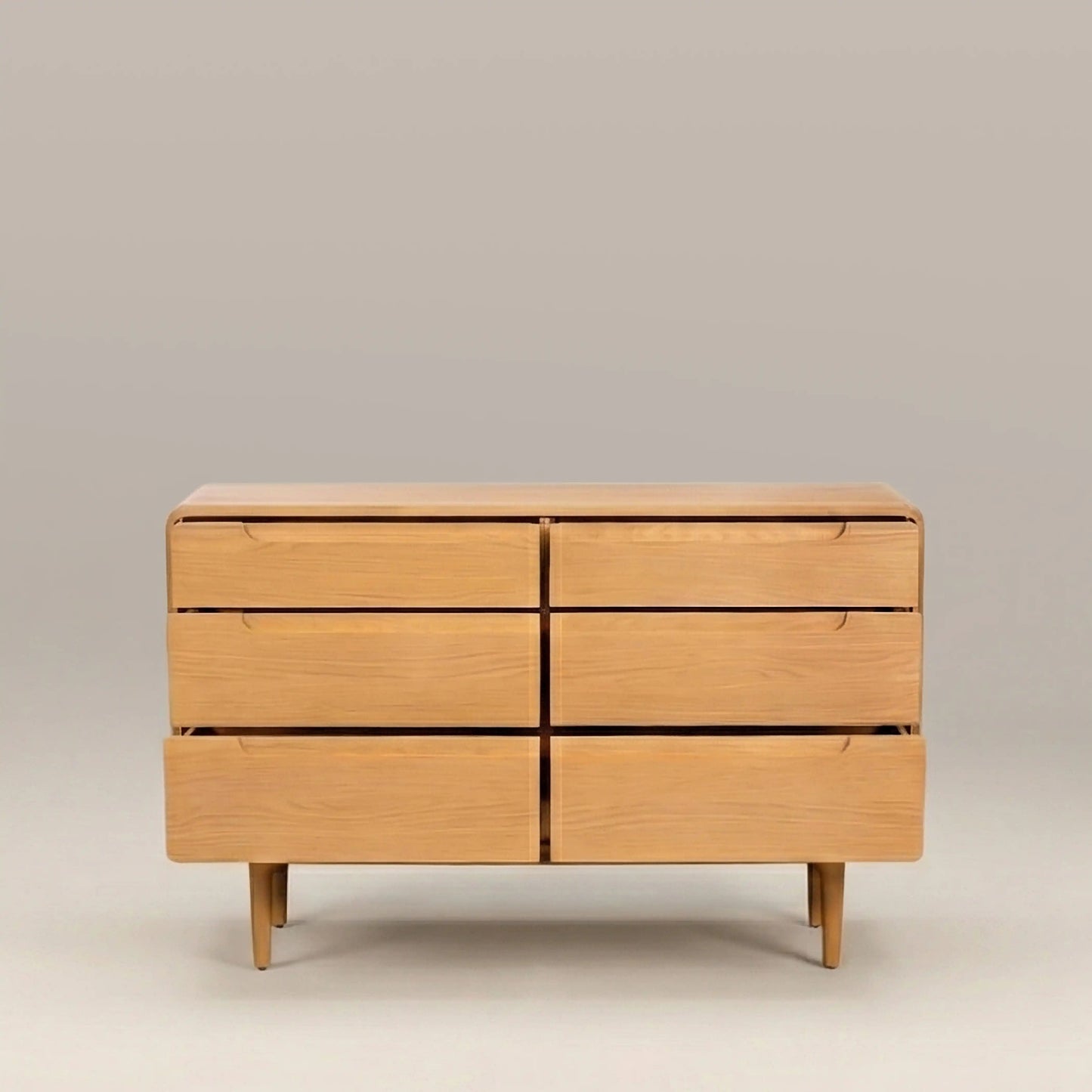 Sara Chest of Drawers in natural oak, drawer detail view