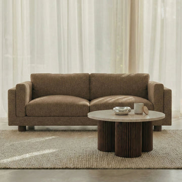 Selma Brown 3 Seater Fabric Sofa