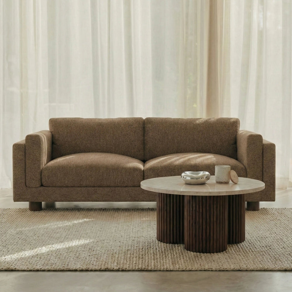 Selma Brown 3 Seater Fabric Sofa