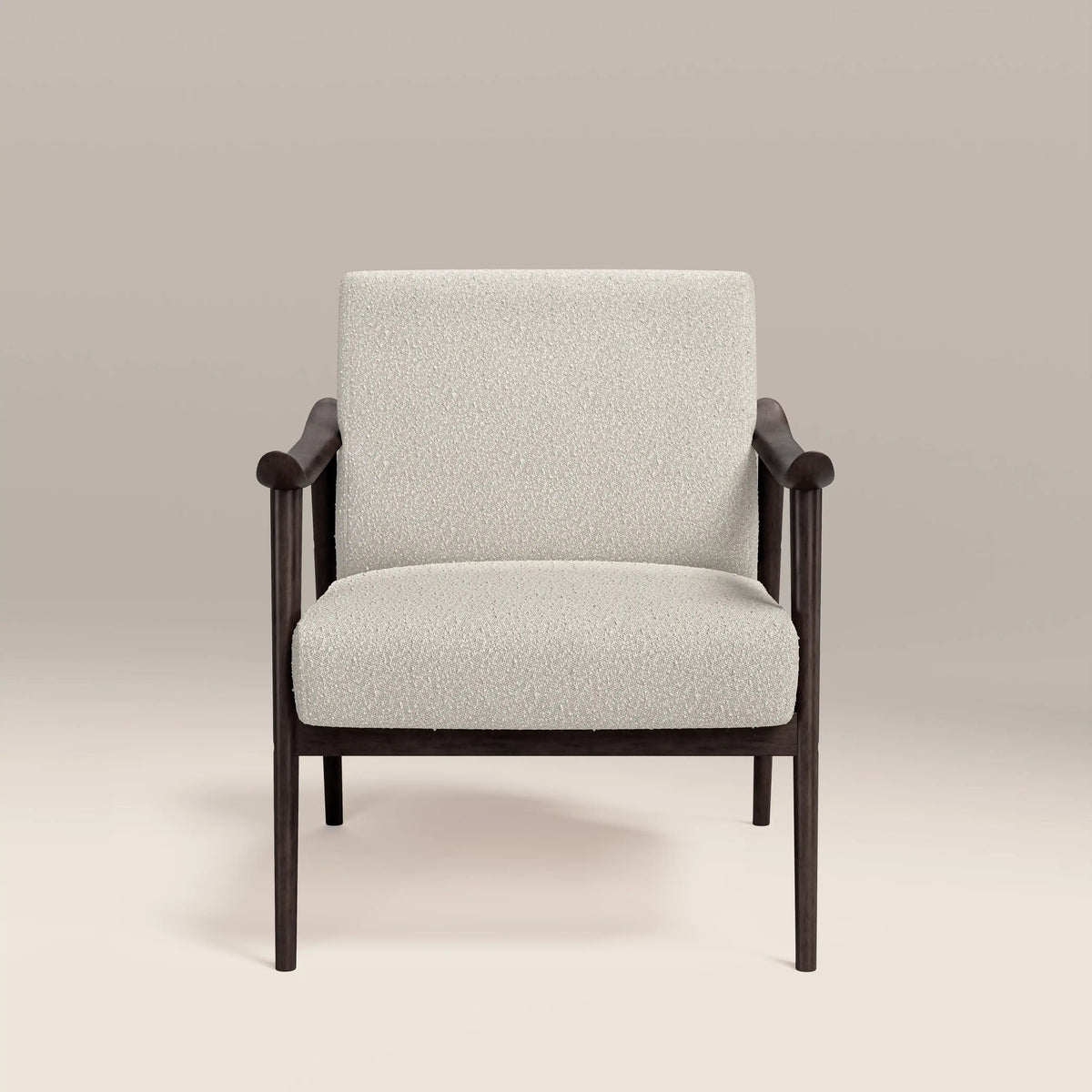 Sena Accent Chair in cream fabric, side view