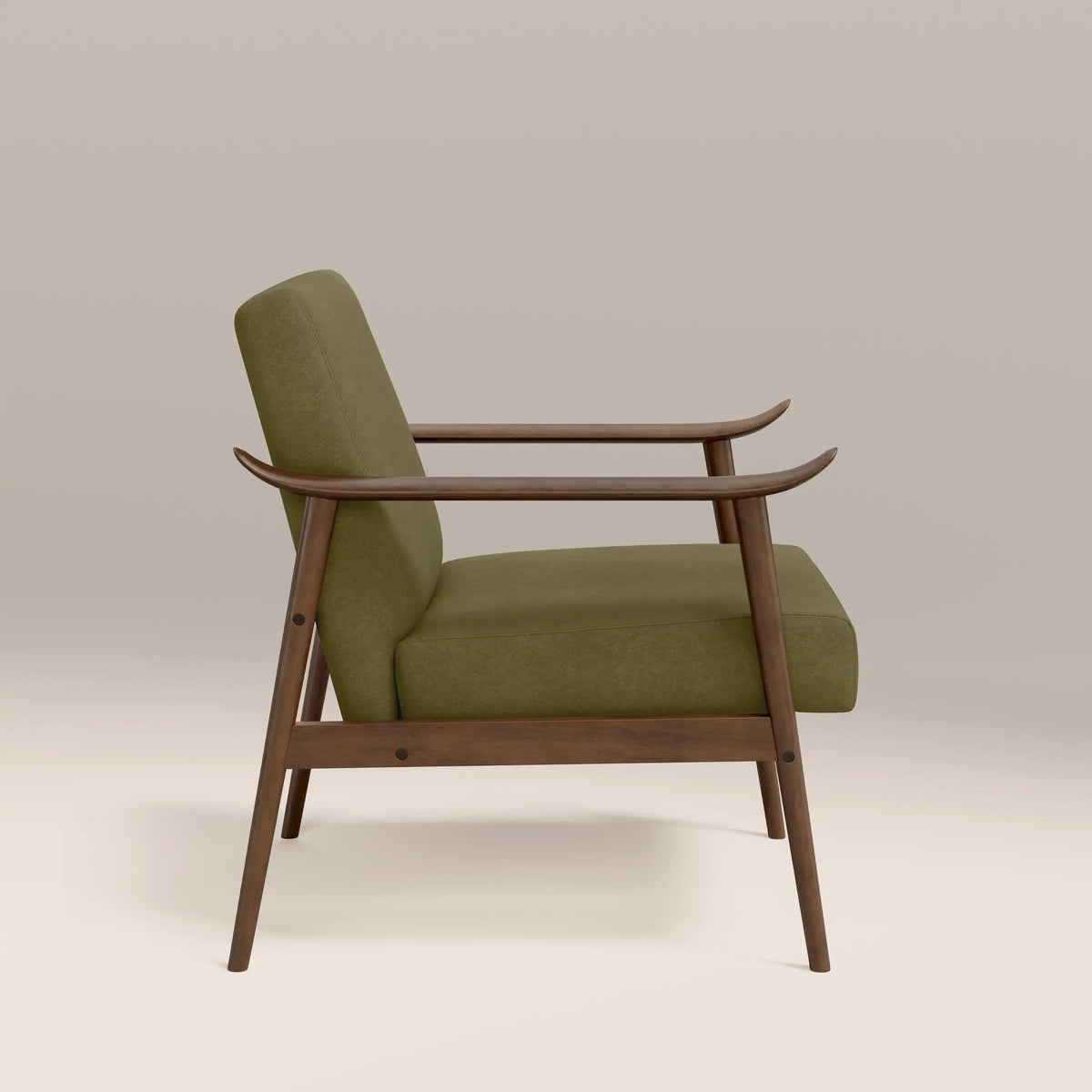 Sena Accent Chair in green fabric, angled view