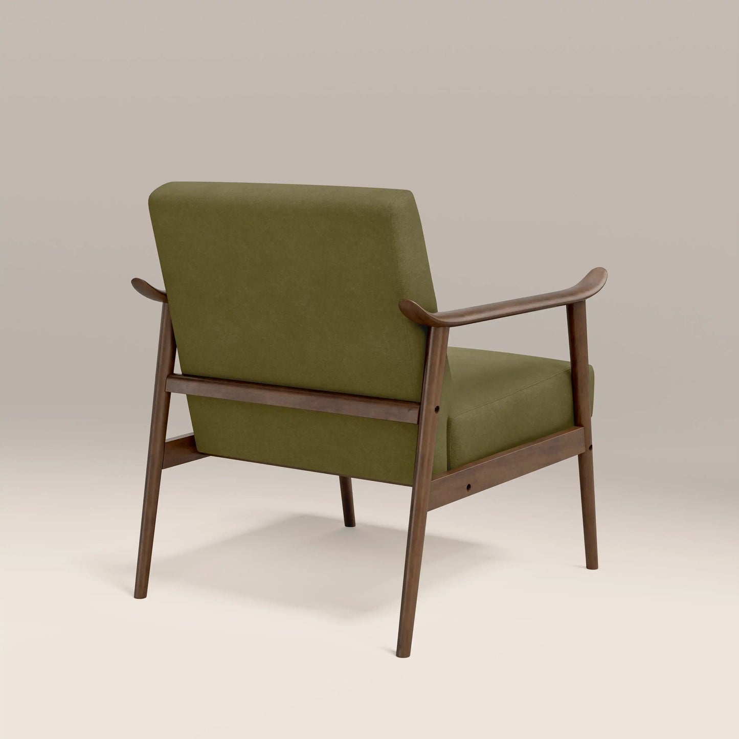 Sena Accent Chair in green fabric, back view