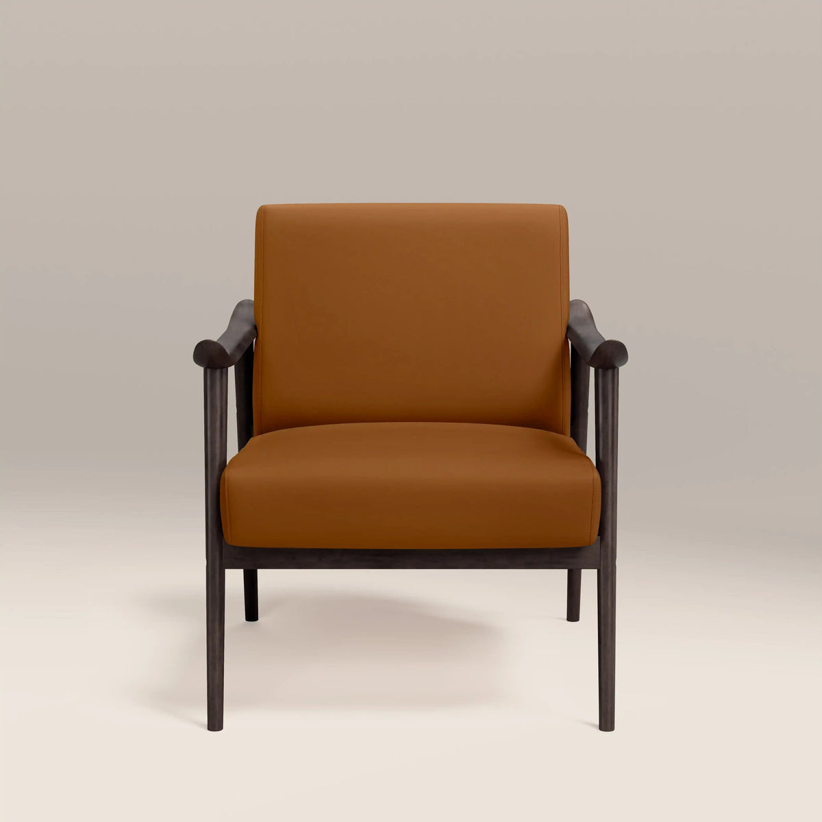 Sena Accent Chair in tan finish, side view