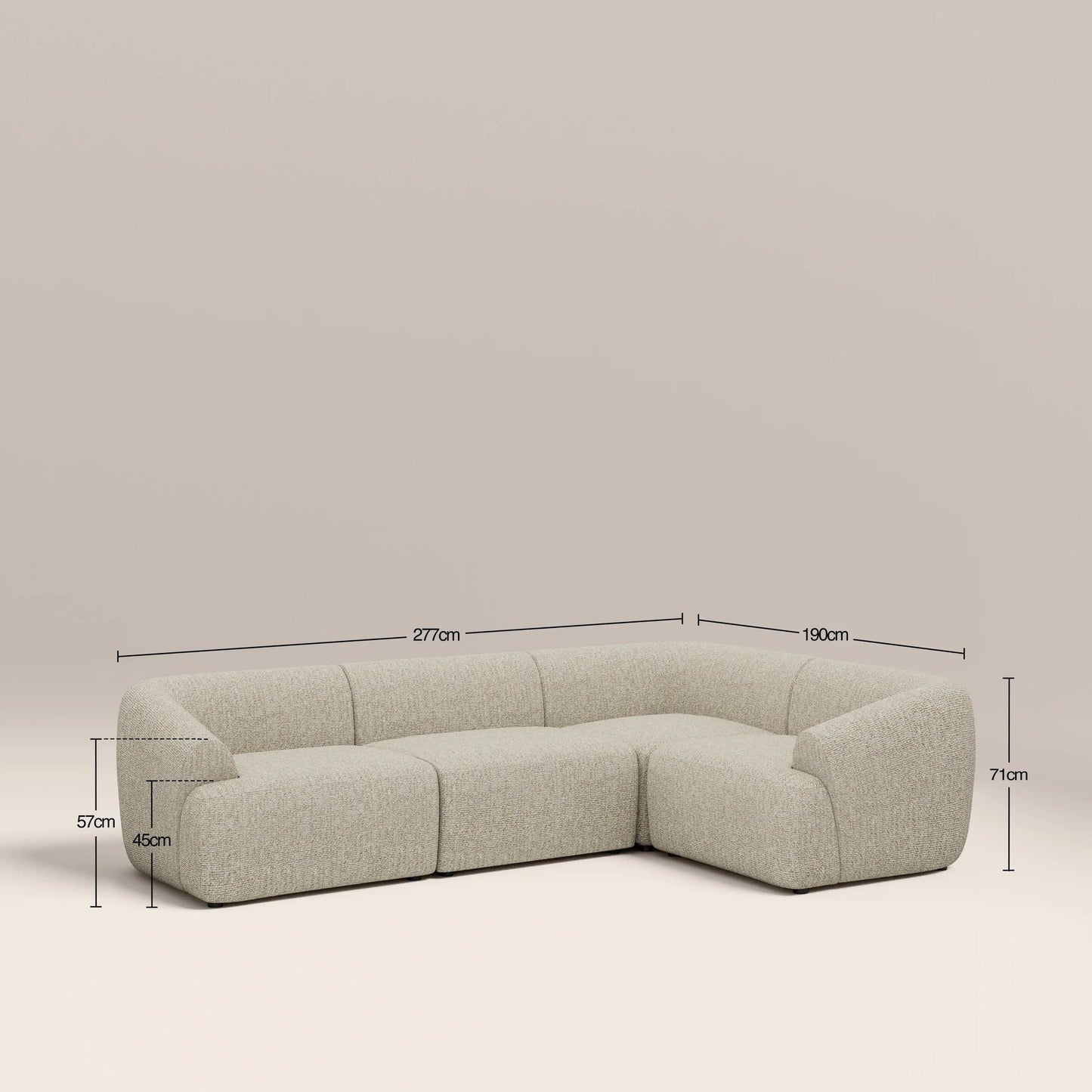 Cream corner sofa styled in an open plan living room