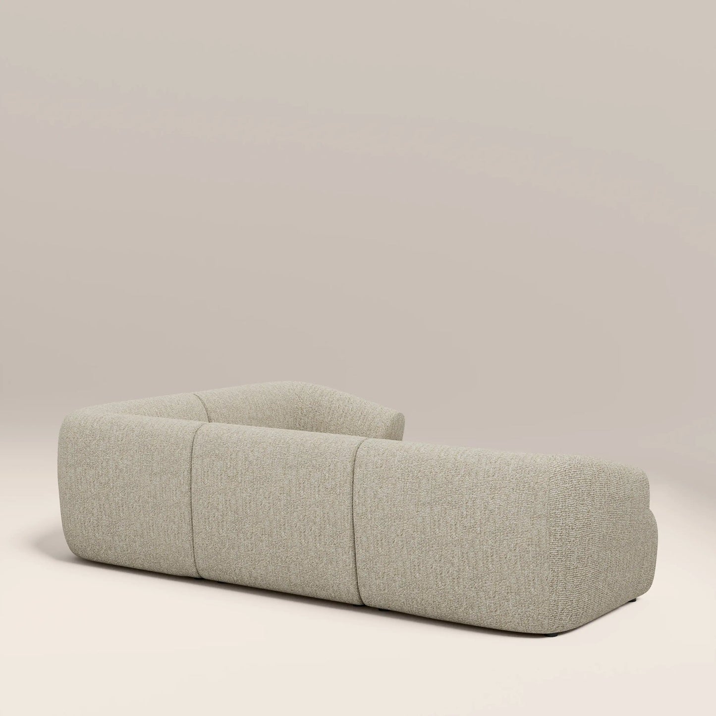 Cream corner sofa rear view showing finished back panel