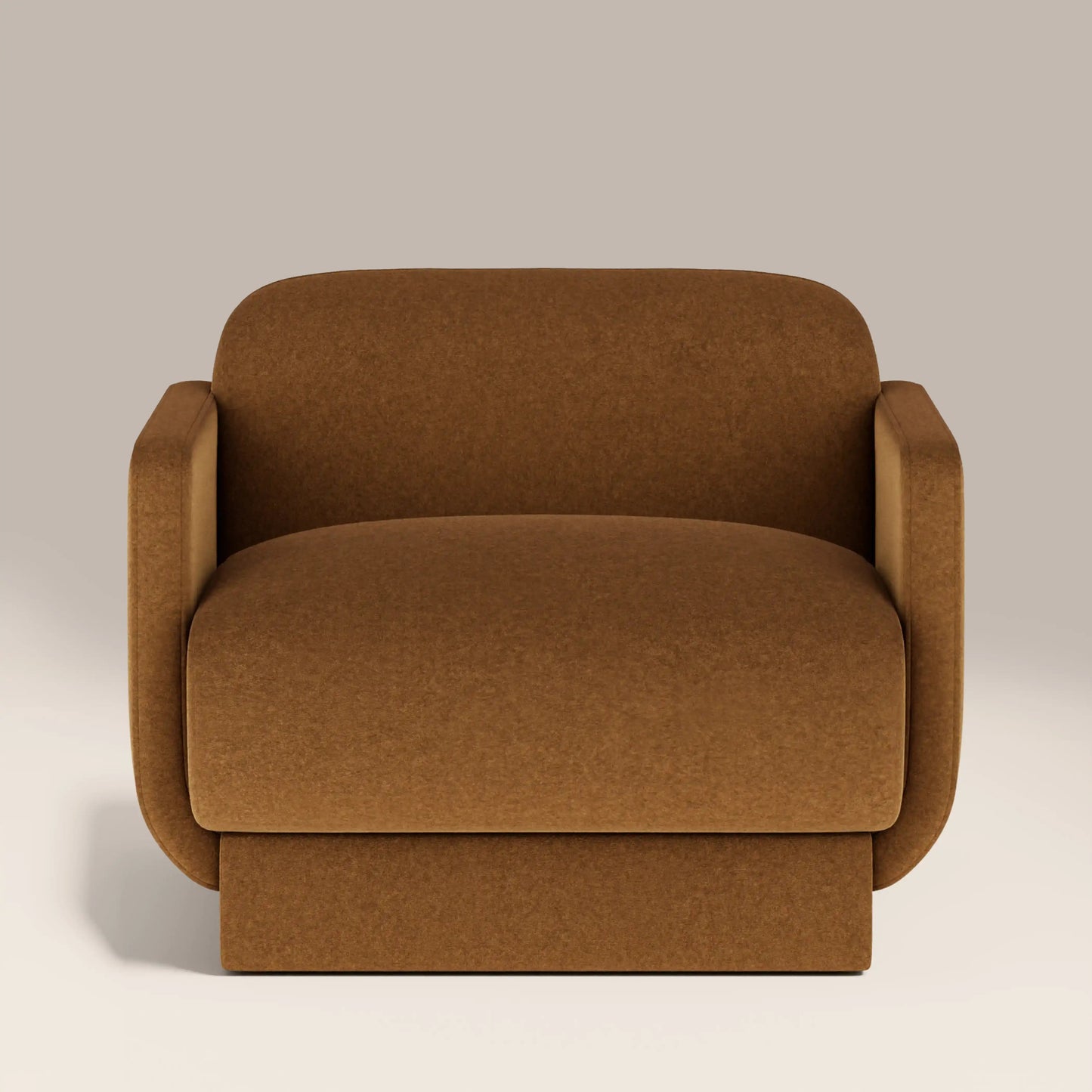 Tessa Armchair in brown fabric, side view