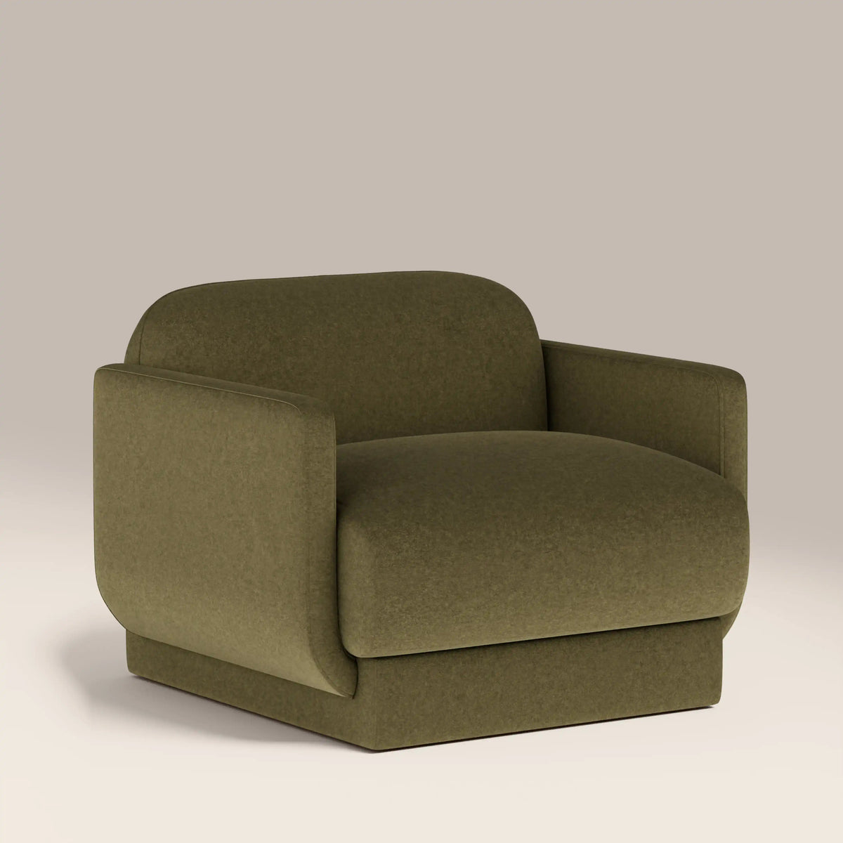Tessa Armchair in green fabric, front view