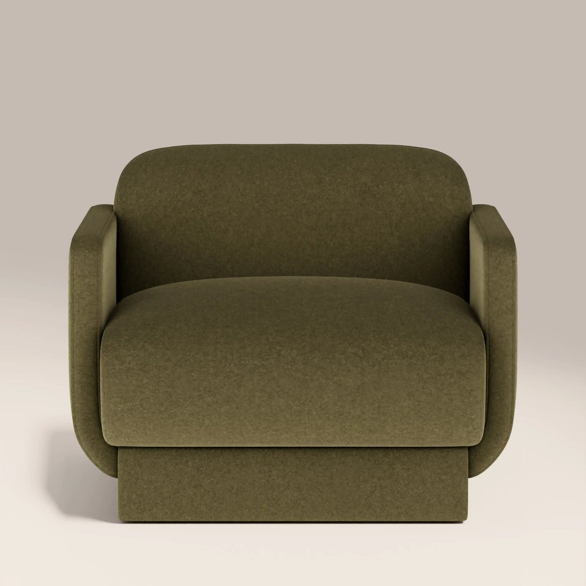 Tessa Armchair in green fabric, side view