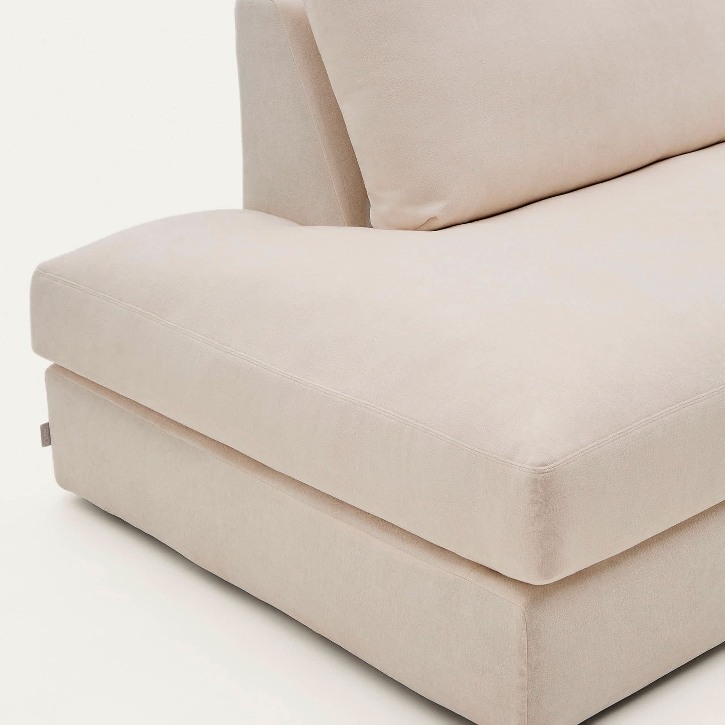 Vela L-shape sofa chenille fabric and stitching detail