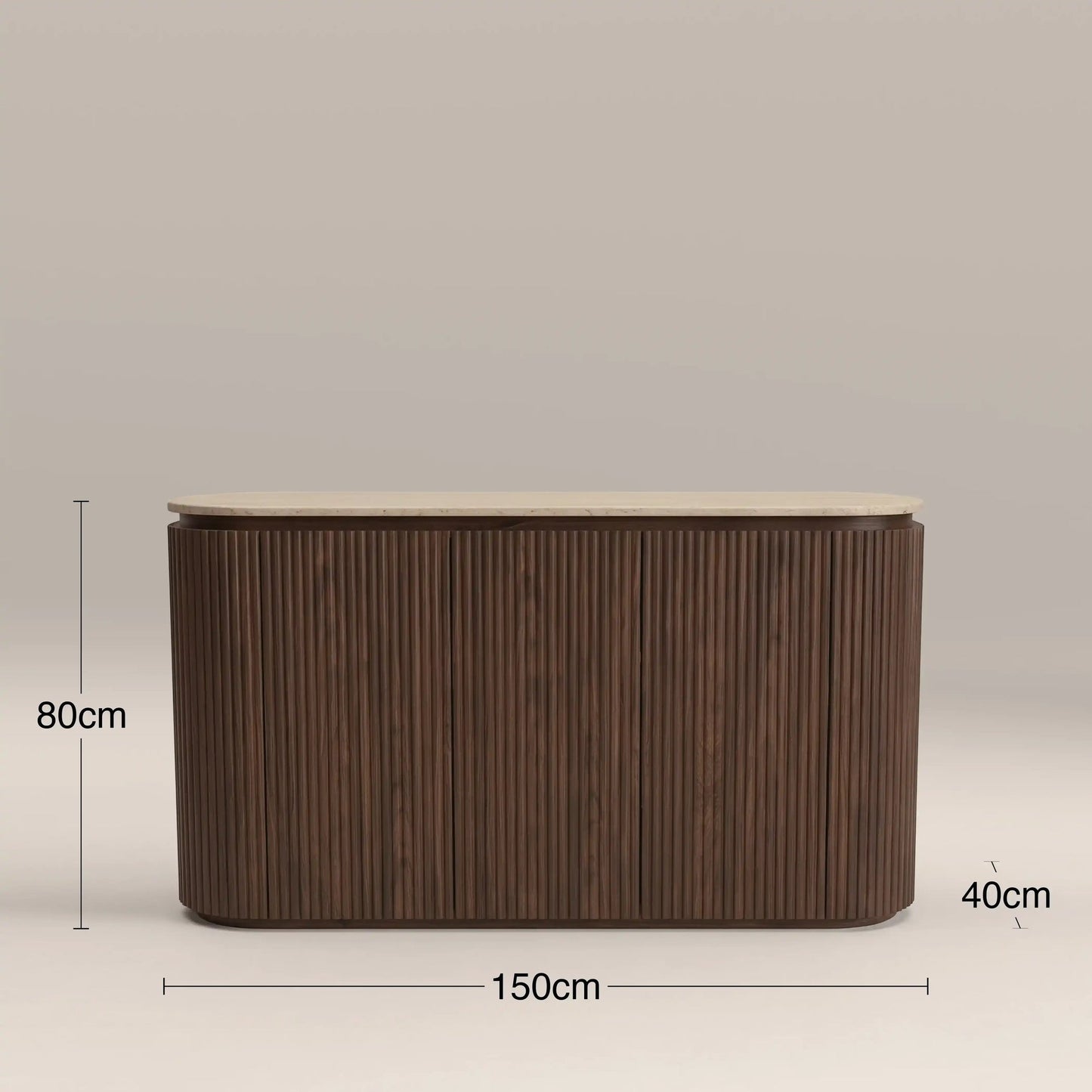 Walnut sideboard styled in a living room