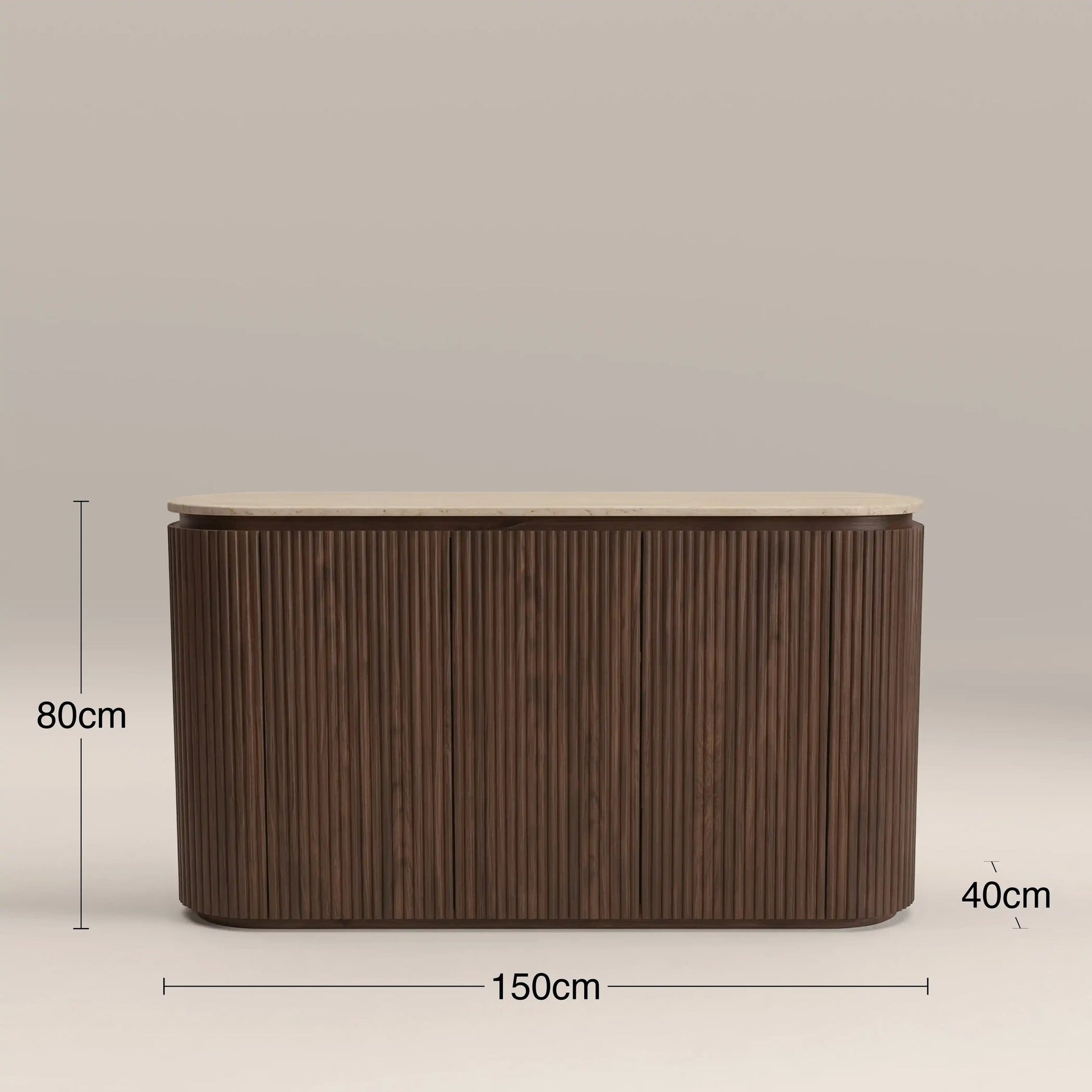 Vera 3 Door Sideboard – Walnut with Travertine Top
