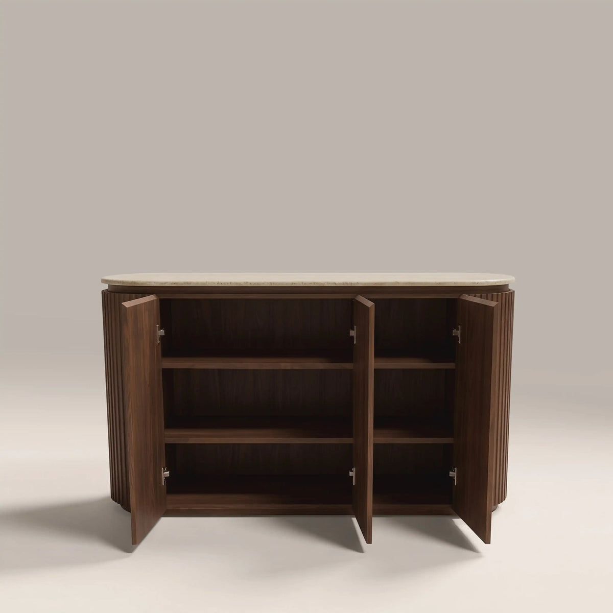 Vera 3 Door Sideboard – Walnut with Travertine Top