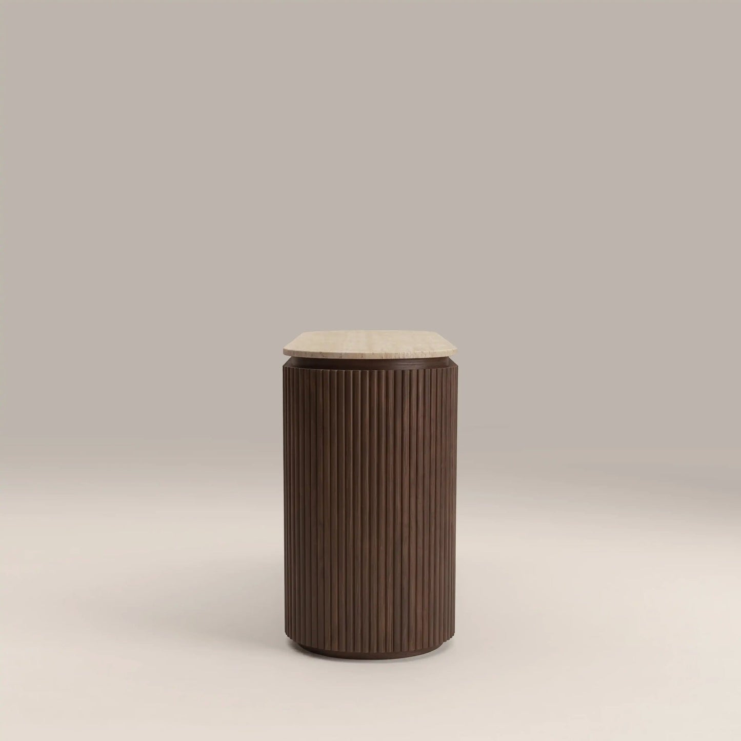 Walnut sideboard ribbed door and leg detail
