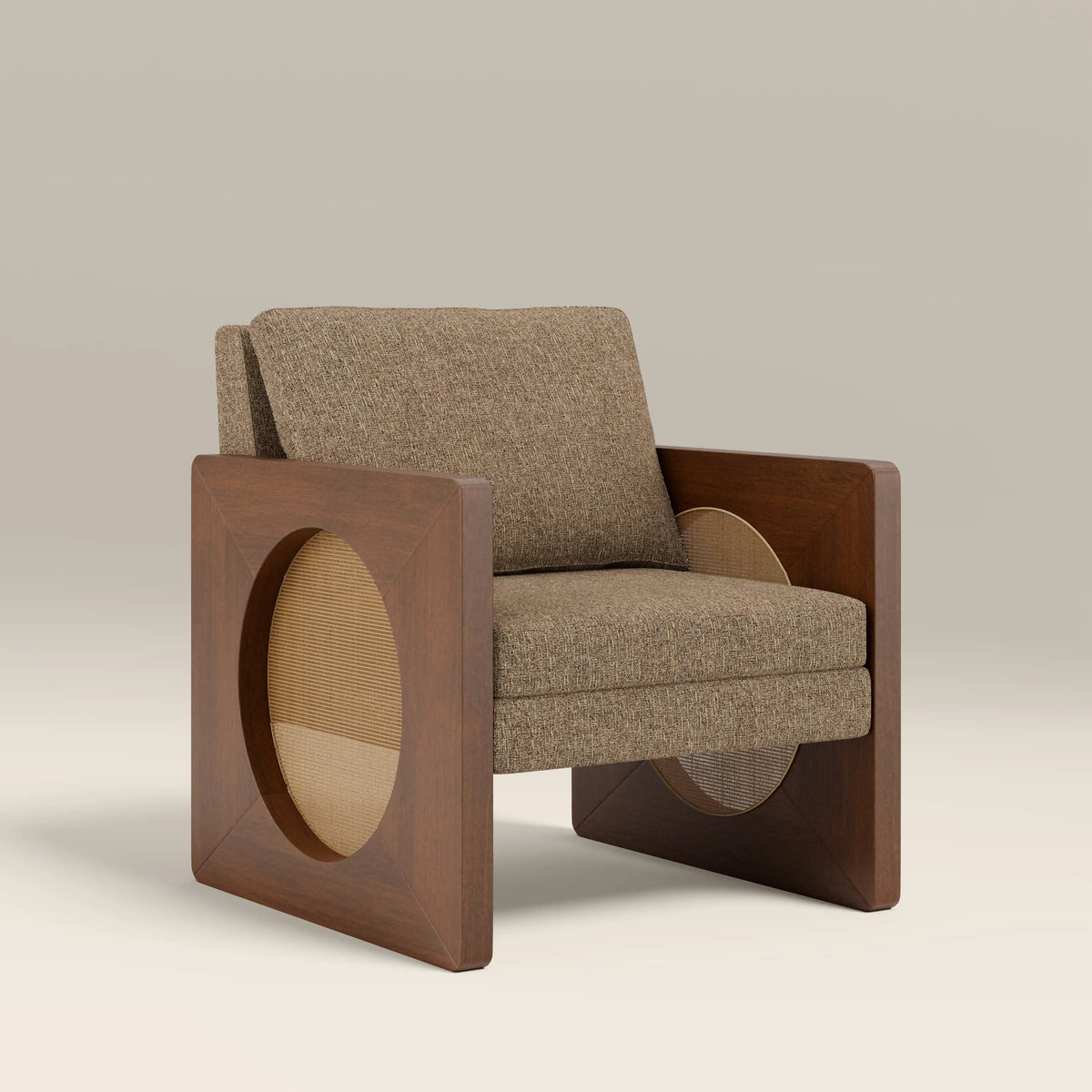 Yara Accent Chair in brown fabric, front view