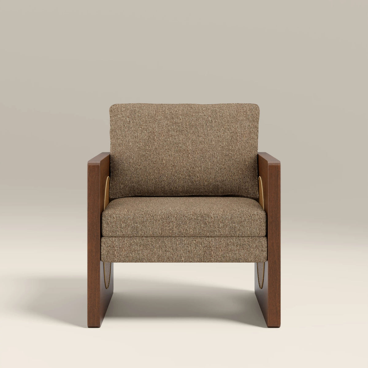 Yara Accent Chair in brown fabric, side view