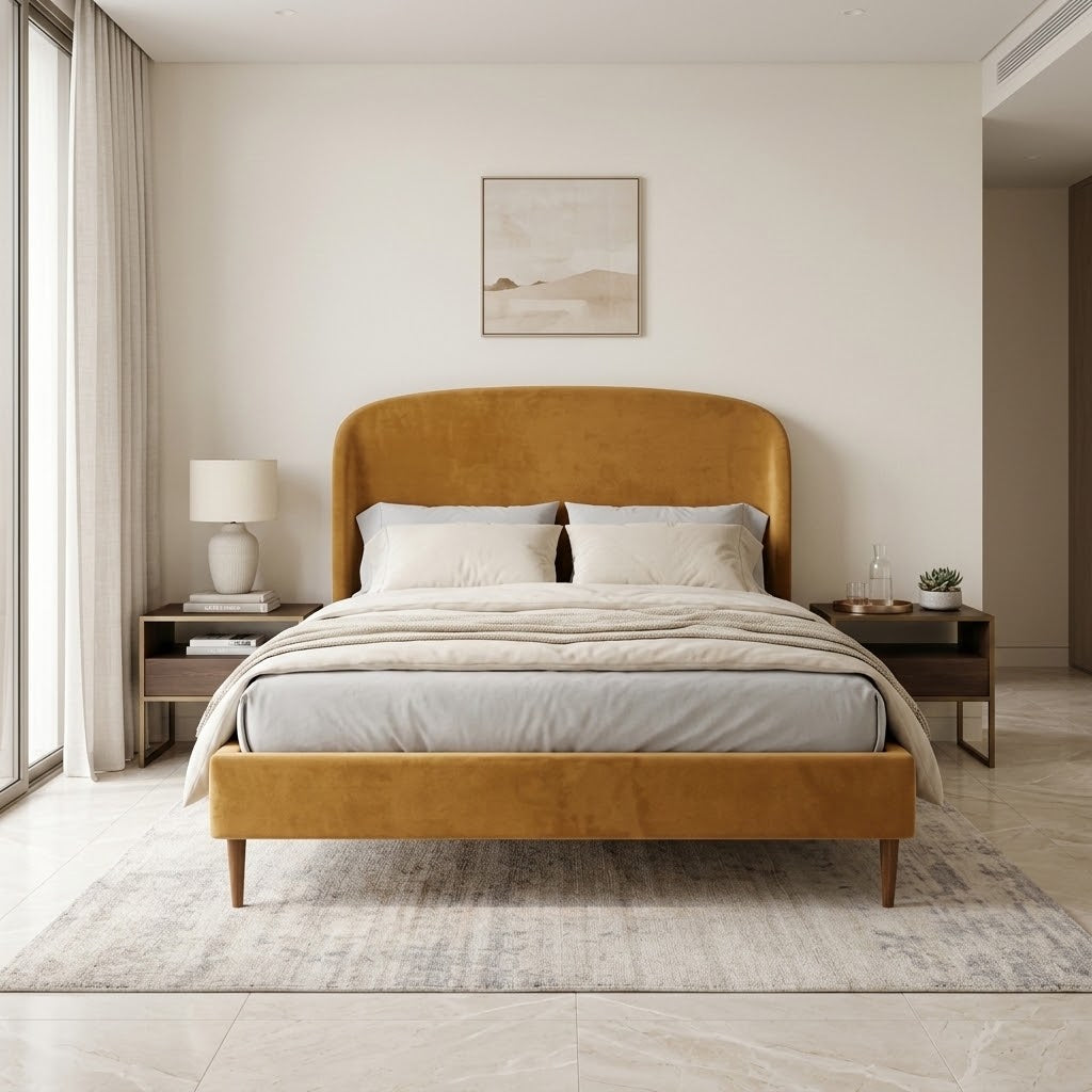Tomtyn Burnt Orange Upholstered Bed (3 Sizes)