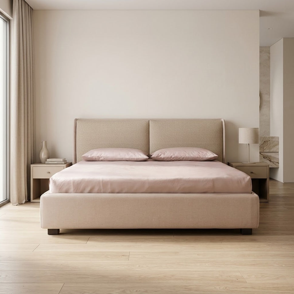 Celja Beige Upholstered Bed (3 Sizes)