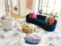 Langford Blue 4 Seater Velvet Curved Sofa