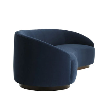 Langford Blue 4 Seater Velvet Curved Sofa