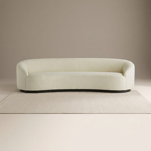 Langford Cream 4 Seater Boucle Curved Sofa, front view