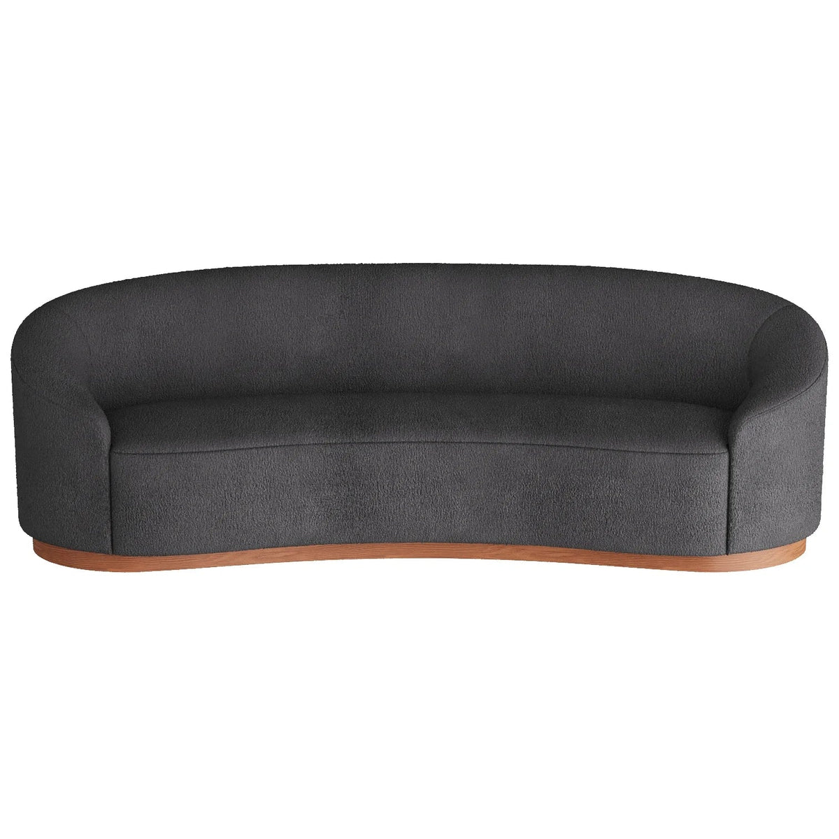 Langford Dark Grey Boucle Curved Sofa, front view