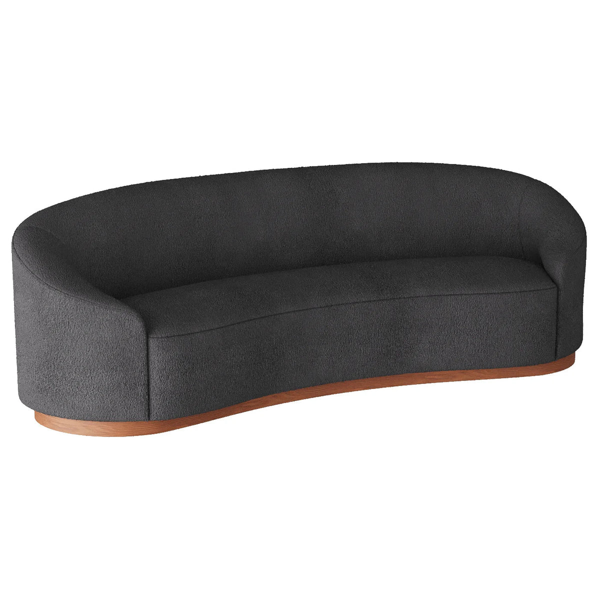 Langford Dark Grey Boucle Curved Sofa – side angle