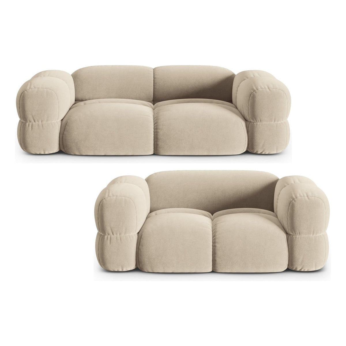 Loretto Beige 3+2 Seater Fabric Sofa Set