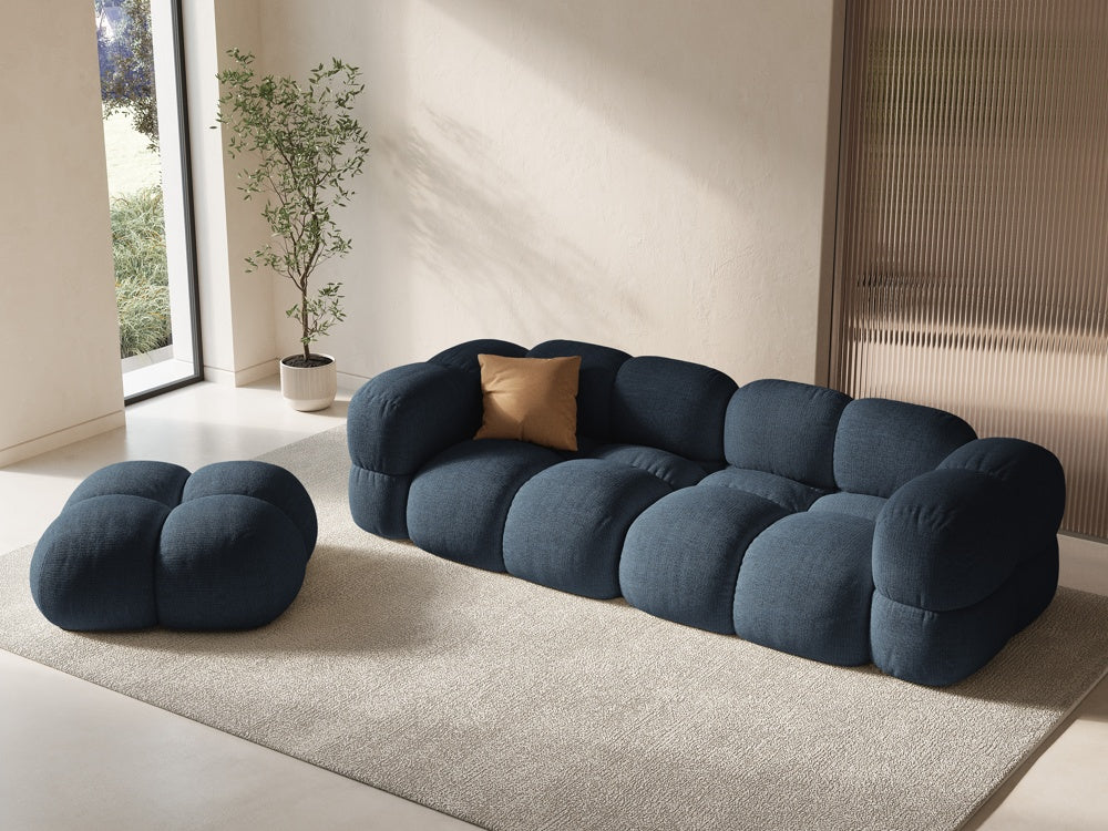 Loretto Blue 4 Seater Fabric Sofa
