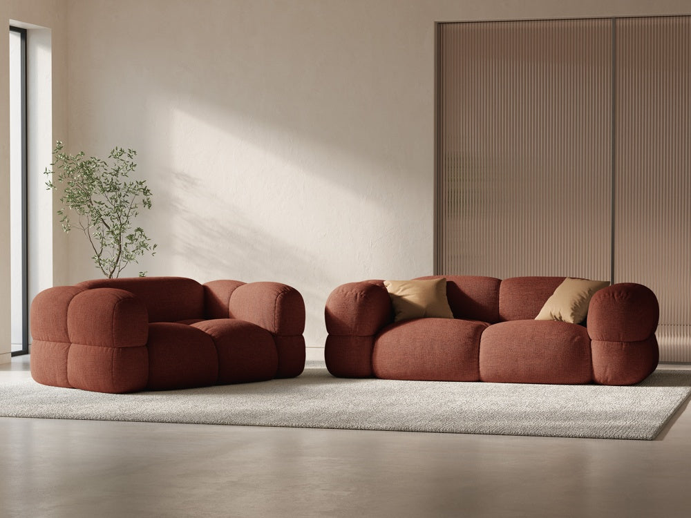 Loretto Burnt Orange 3 Seater Fabric Sofa