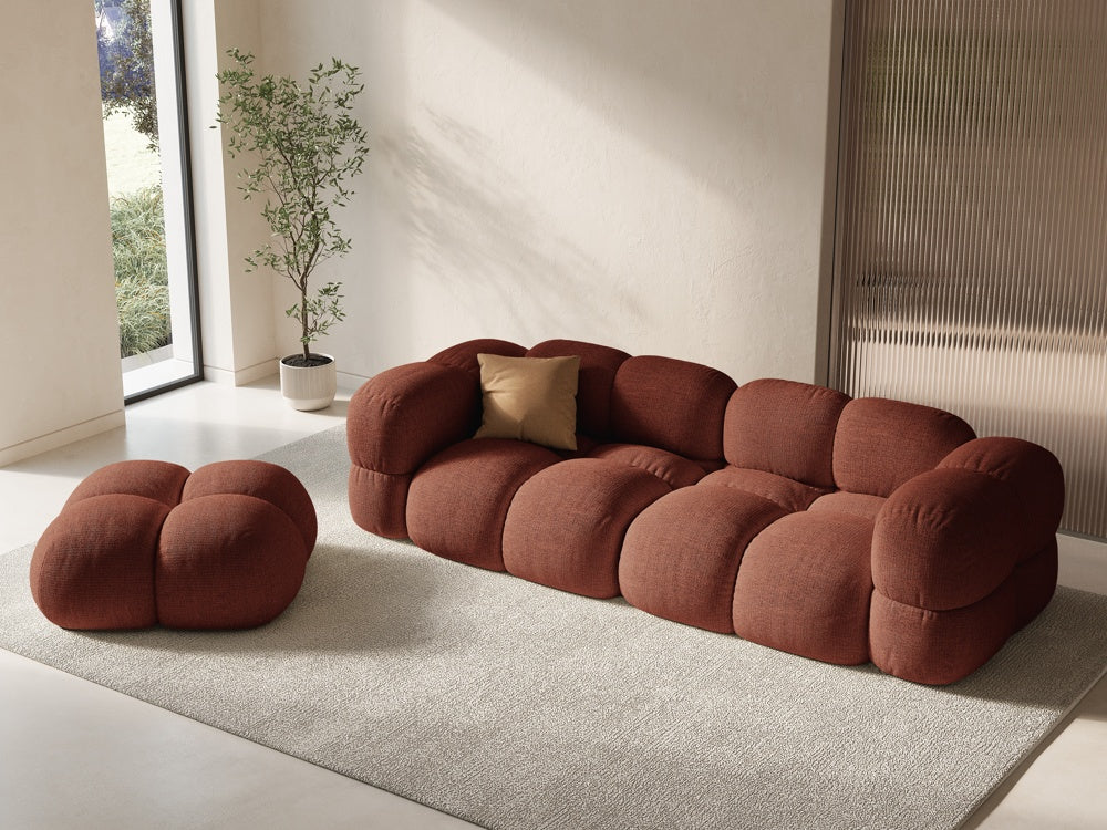 Loretto Burnt Orange 4 Seater Fabric Sofa